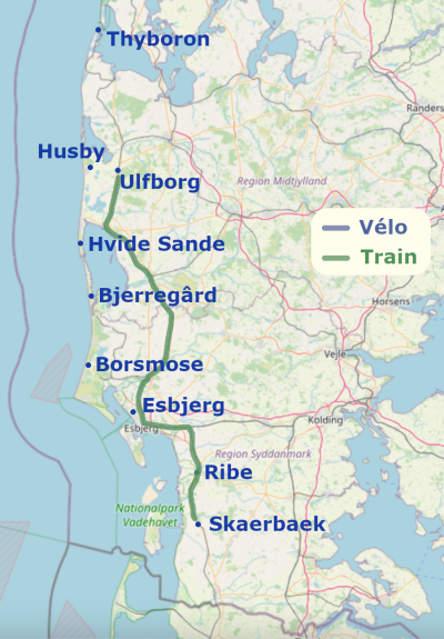 carte retour en train Ulfborg - Skaerbaek